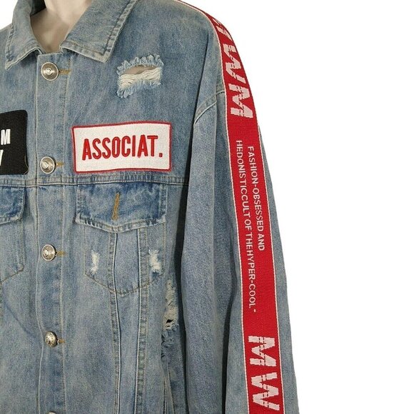 Mod Wave Movement Denim Jean Jacket Button Up XL - Picture 5 of 12